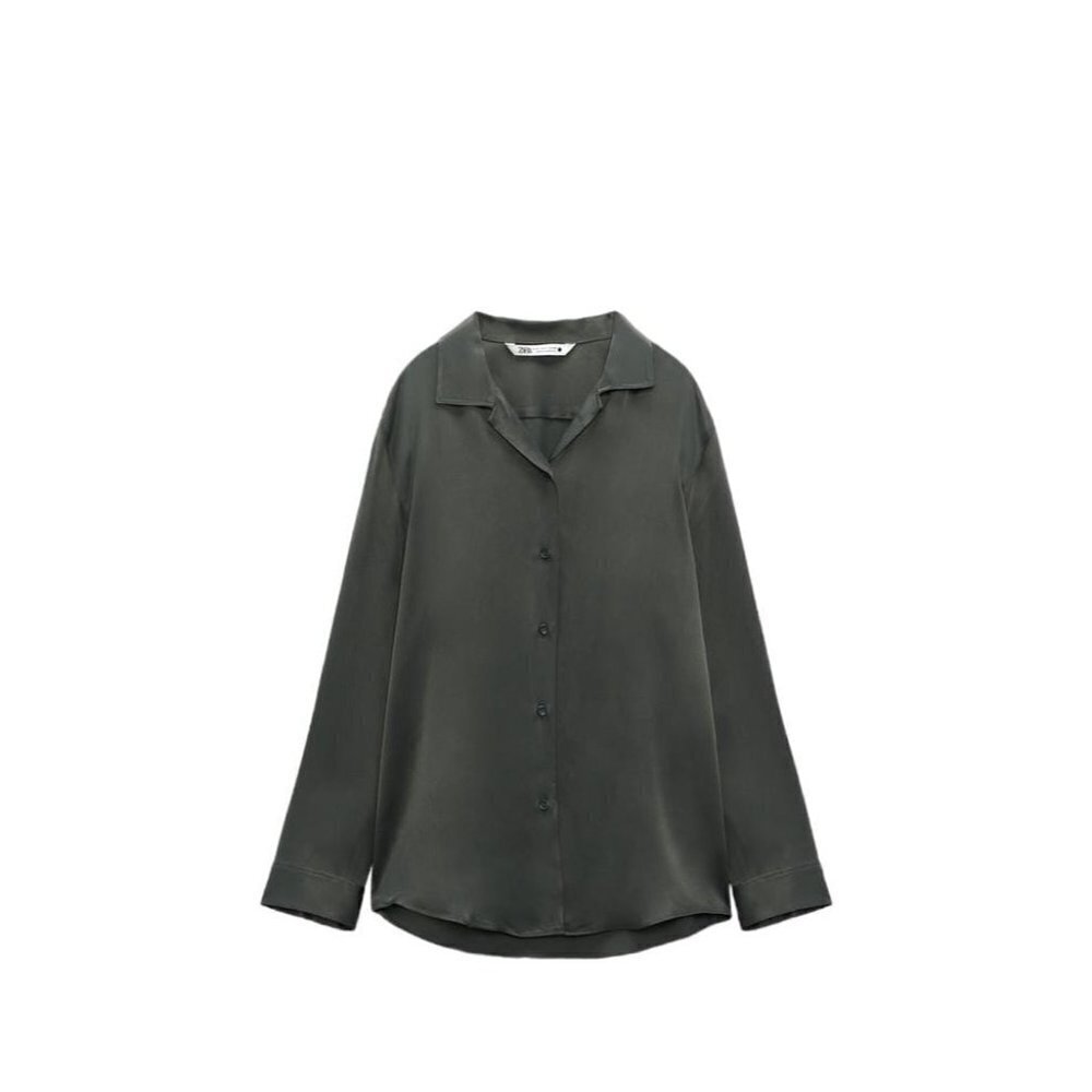 ZARA SATIN BLOUSE KHAKI SIZE XL | 2675/934